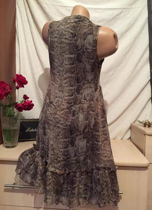 Стильный сарафан свободный платье со змеиным принтом рюшами3 фото