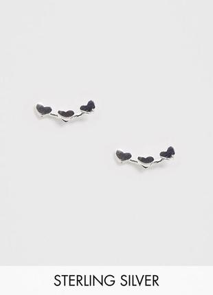 💖🖤 мініатюрні срібні сережки-гвоздики "сердечка" від kingsley ryan з сайту asos