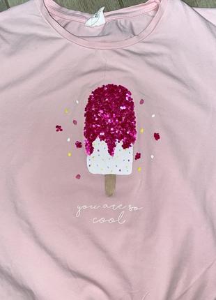 Розовая футболка ,мороженое,принт,футболка с рисунком3 фото