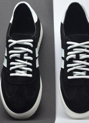 Подростковые и женские спортивные замшевые туфли черные с белым rondo 03200132 фото