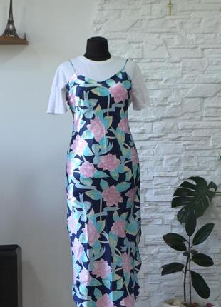 Платье-комбинация slip dress в цветочный принт  от kliman collection3 фото