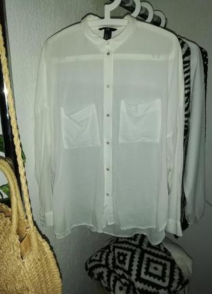 Рубашка oversized h&m марлёвка молочная2 фото