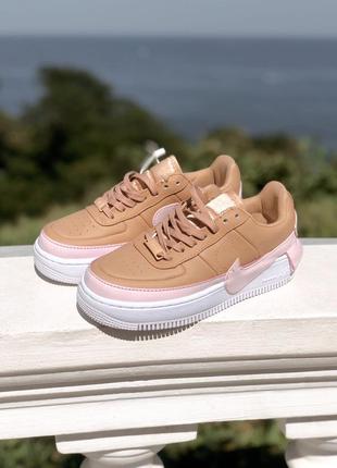 Nike air force jester beige / pink 🆕 женские кроссовки найк аир форс  🆕  бежевые3 фото