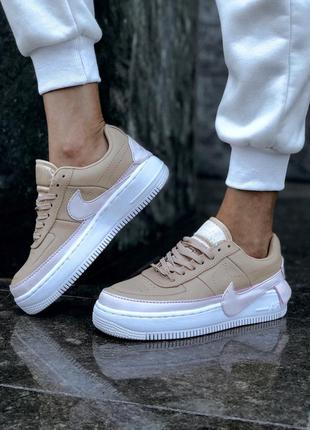 Nike air force jester beige / pink 🆕 женские кроссовки найк аир форс  🆕  бежевые9 фото