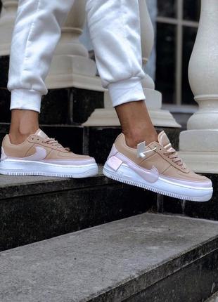 Nike air force jester beige / pink 🆕 женские кроссовки найк аир форс  🆕  бежевые8 фото