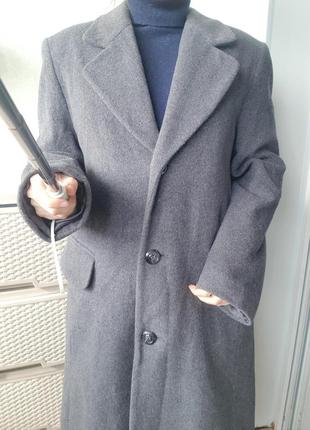Вовняне пальто міді сіре кашемірове натурпльна вовна кашемір vunic8 фото