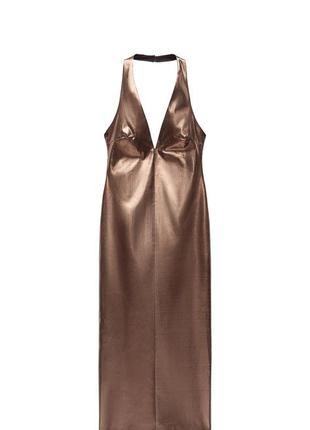 Сукня-халтер металік вечірня бронзова. нова. розмір s2 фото
