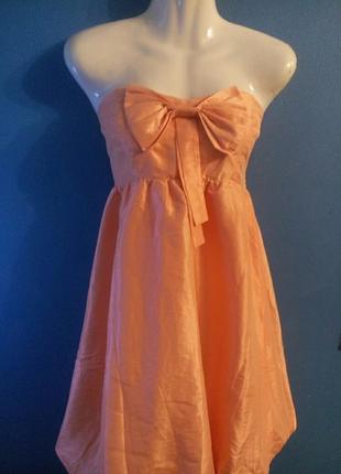 Абрикосове сукню-бюстьє балон з бантом s 3