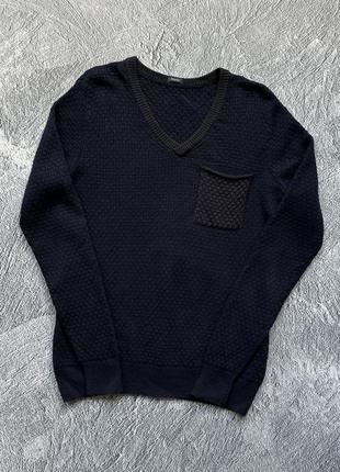 Дуже крута, оригінальна, кашемірова кофта armani jeans cashmere dark blue4 фото