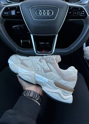 New balance 9060 beige sand - кроссовки мужские бежевые6 фото