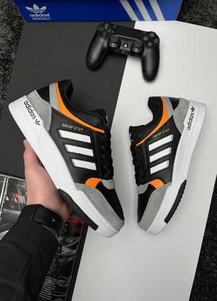 Adidas originals drop step black grey orange - кроссовки мужские черные6 фото