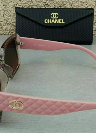 Очки женские солнцезащитные брендовые с бежево розовым градиентом в стиле chanel1 фото