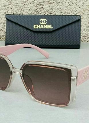 Очки женские солнцезащитные брендовые с бежево розовым градиентом в стиле chanel3 фото