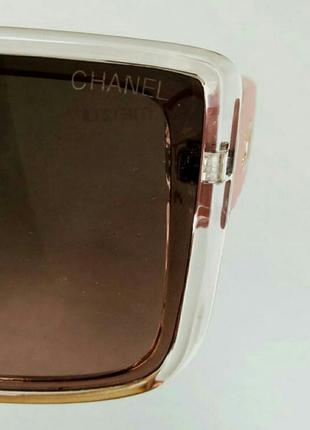 Очки женские солнцезащитные брендовые с бежево розовым градиентом в стиле chanel8 фото