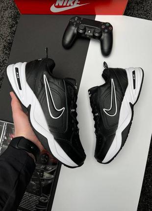 Nike air monarch black white - кроссовки мужские черные3 фото