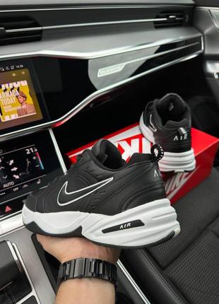 Nike air monarch black white - кроссовки мужские черные8 фото