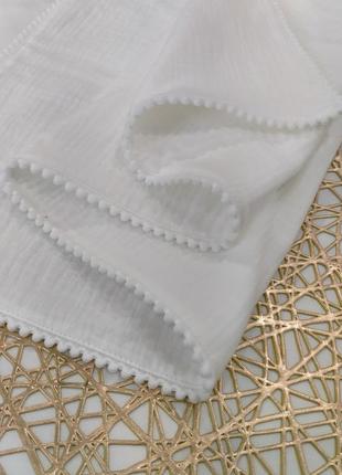 Пледы муслиновые белые, крыжма для крещения, размер 90*120 (арт.5927)3 фото