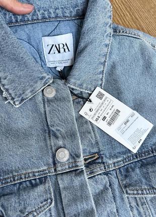 Тепла джинсова куртка зі стьобаною підкладкою від zara розмір xs-s5 фото