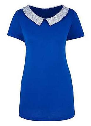 Блуза з плісе на спині і блискучим коміром