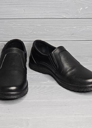 46-48рр!!! кожаные мужские туфли черного цвета на широкую ногу без шнурка больших размеров tm traffic!!!5 фото