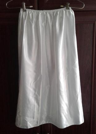 Белоснежная атласная нижняя юбка , подъюбник на запах st.michael2 фото