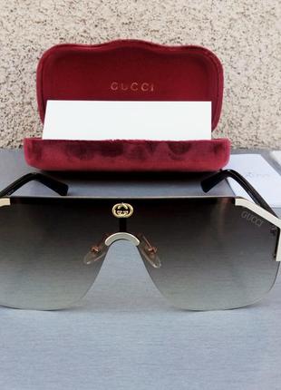 Gucci очки маска женские солнцезащитные коричневые с градиентом1 фото