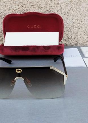 Gucci очки маска женские солнцезащитные коричневые с градиентом2 фото