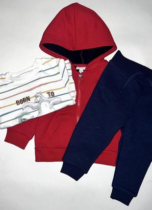 🌈 комплект для хлопчика:   розмір: 9/12 міс. (74-80)  🧸утеплені спортивні штани синього кольору.