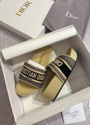 Шлепки диор, шлепки dior, женские шлепки на танкетке