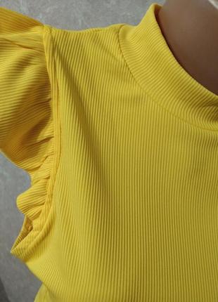 Жовта футболка топ з рюшиками, м5 фото