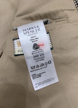 Вовняний чоловічий вінтажний піджак твідовий жакет блейзер marks & spencer7 фото