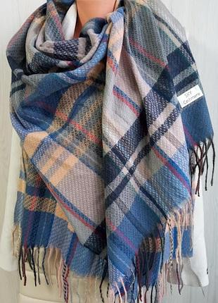 Теплий кашеміровий шарф палантин, клітинка, зелений, жовтий, багато варіантів