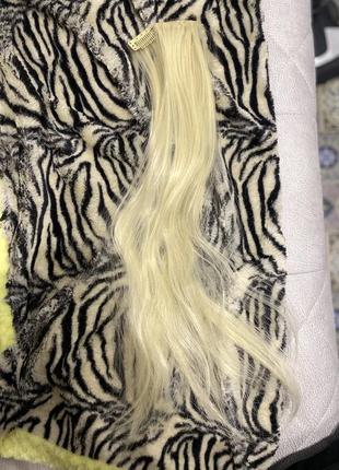 Волосся треси на заколках синтетичне 50 см 45 грамм затилочні вісочні блонд для блондинок3 фото