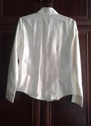 Шелковая рубашка цвета айвори с вышивкой бисером и пайетками daniel & mayer milano италия2 фото