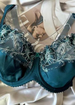 Зеленый бюстгальтер большого размера без поролона на чашку g