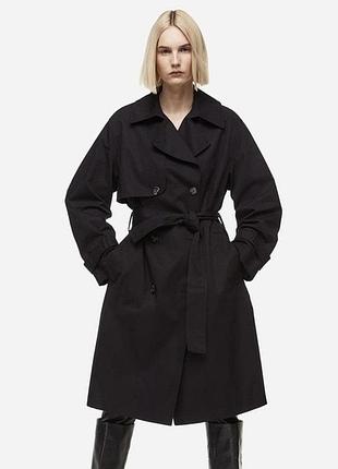 Чорний тренч, чорний плащ, плащ тренч, від бренду h&m8 фото