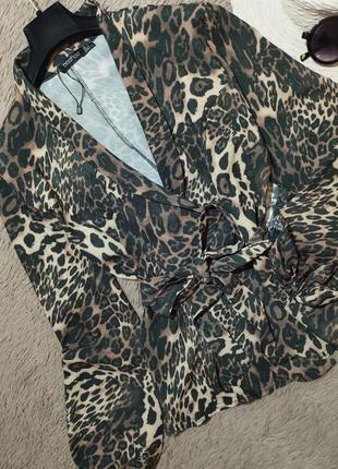 Шикарна блуза леопард з об'ємними рукавами/блузка/сорочка2 фото