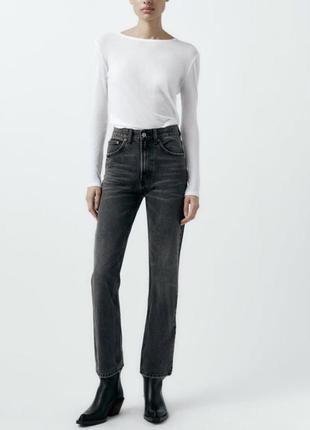 Графітові джинси mom fit з високою посадкою з нової колекції zara розмір xs