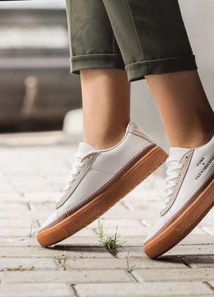 Puma clyde stitched кроссовки пума белого цвета (36-40)💜8 фото