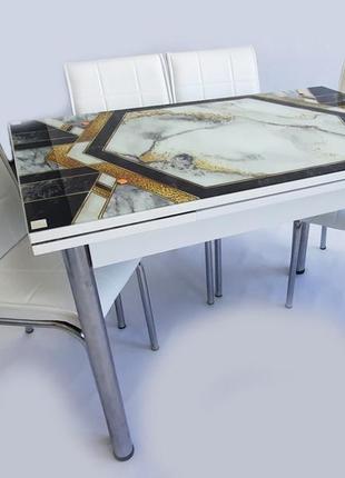 Комплект обеденной мебели "pemid" (стол дсп, каленное стекло + 4 стула) mobilgen, турция