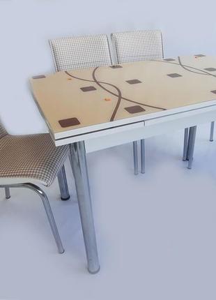 Комплект кухонной  мебели капучино  (стол дсп, 110*70, калённое стекло + 4 стула) mobilgen, турция