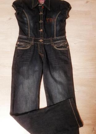 Шикарний брендовий стильний джинсовий комбінезон