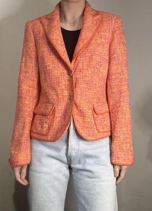 Твідовий піджак оранжевий жакет твід блейзер бавовна піджак брендовий жакет вінтаж піджак2 фото