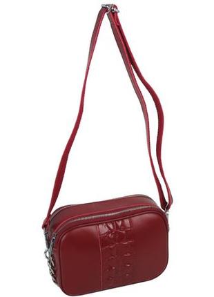 Женская кожаная сумка alex rai красная7 фото