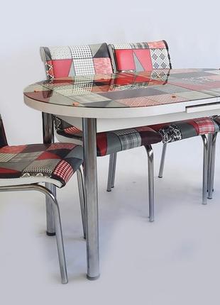 Комплект обеденной мебели "red" 130*70 см (стол дсп, каленное стекло + 4 стула) mobilgen, турция1 фото