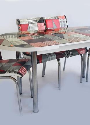 Комплект обеденной мебели "red" 130*70 см (стол дсп, каленное стекло + 4 стула) mobilgen, турция2 фото