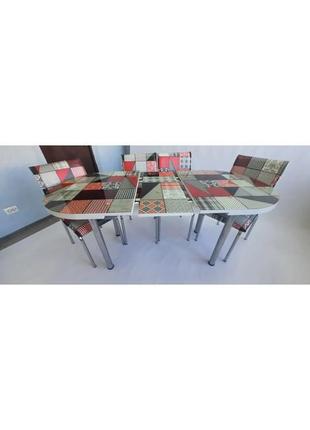 Комплект обеденной мебели "red" 130*70 см (стол дсп, каленное стекло + 4 стула) mobilgen, турция3 фото