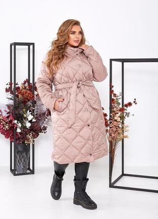 Пальто женское зимнее стеганое с капюшоном разм.48-606 фото