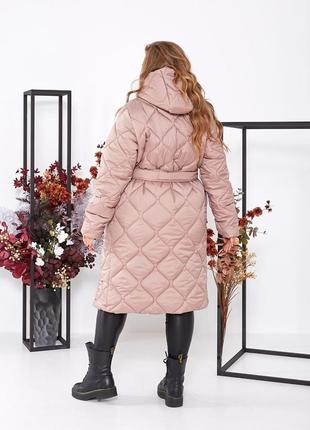 Пальто женское зимнее стеганое с капюшоном разм.48-604 фото
