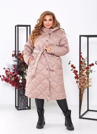 Пальто женское зимнее стеганое с капюшоном разм.48-605 фото